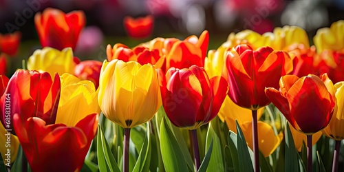 Red Tulips Outdoor, Spring Tulipa Flowers © artemstepanov