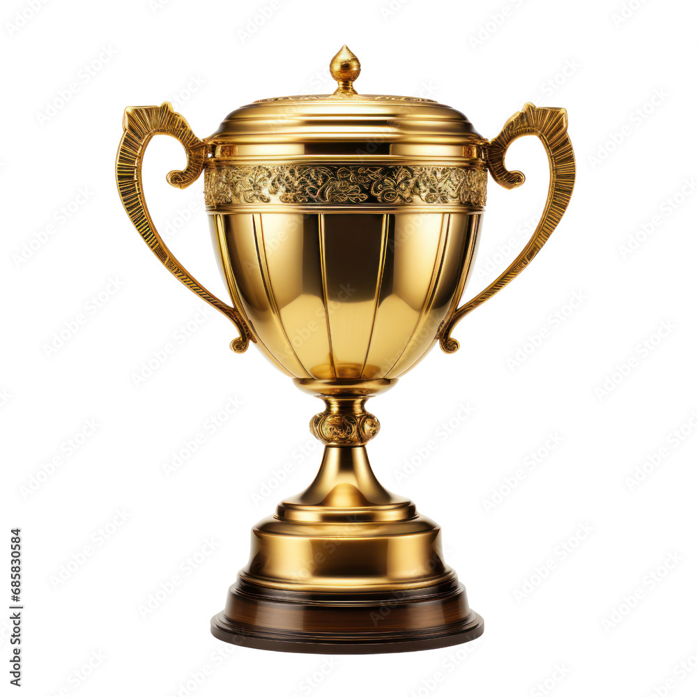 Golden Trophy Cup: Isolated on transparent or white background Golden Trophy Cup: Isolated on transparent or white background
