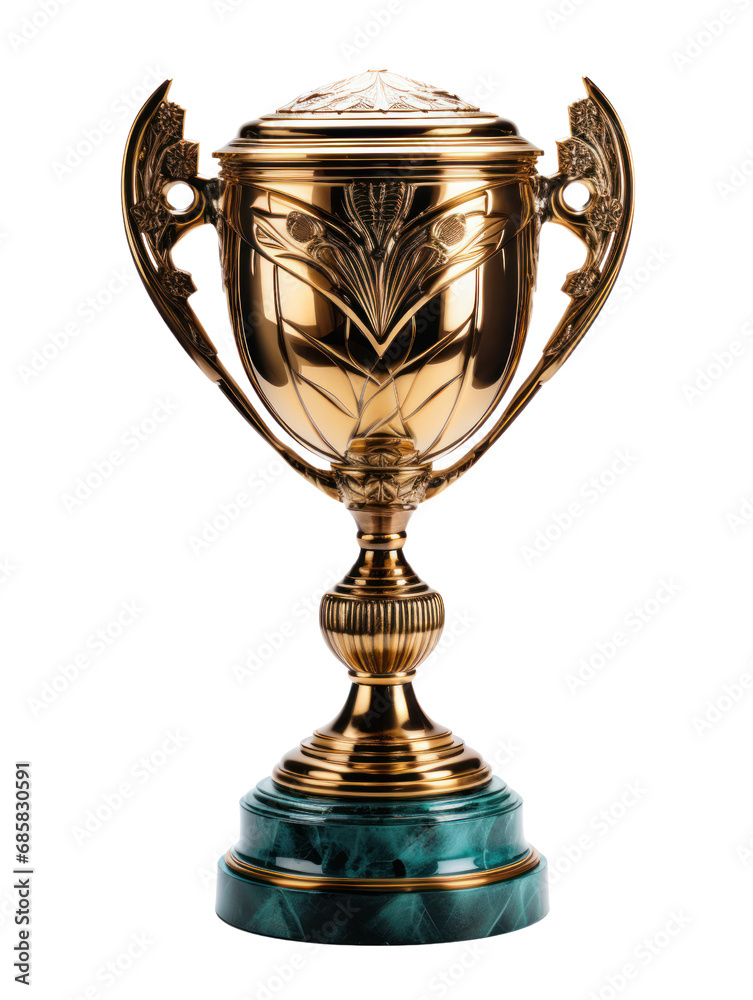 Fototapeta premium Golden Trophy Cup: Isolated on transparent or white background