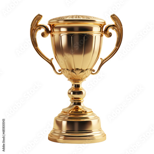 Golden Trophy Cup: Isolated on transparent or white background