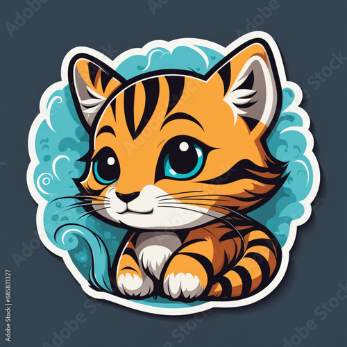 T-shirt design, vector, sticker, Cutte Tiger Stick, Baby Tiger, Design, Cuttiest, Nice, Generative AI