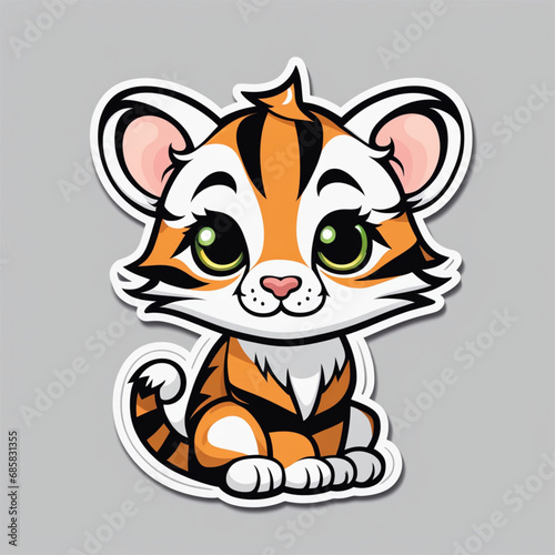 T-shirt design, vector, sticker, Cutte Tiger Stick, Baby Tiger, Design, Cuttiest, Nice, Generative AI