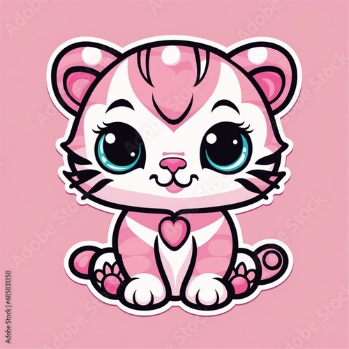 T-shirt design, vector, sticker, Cutte Tiger Stick, Baby Tiger, Design, Cuttiest, Nice, Generative AI