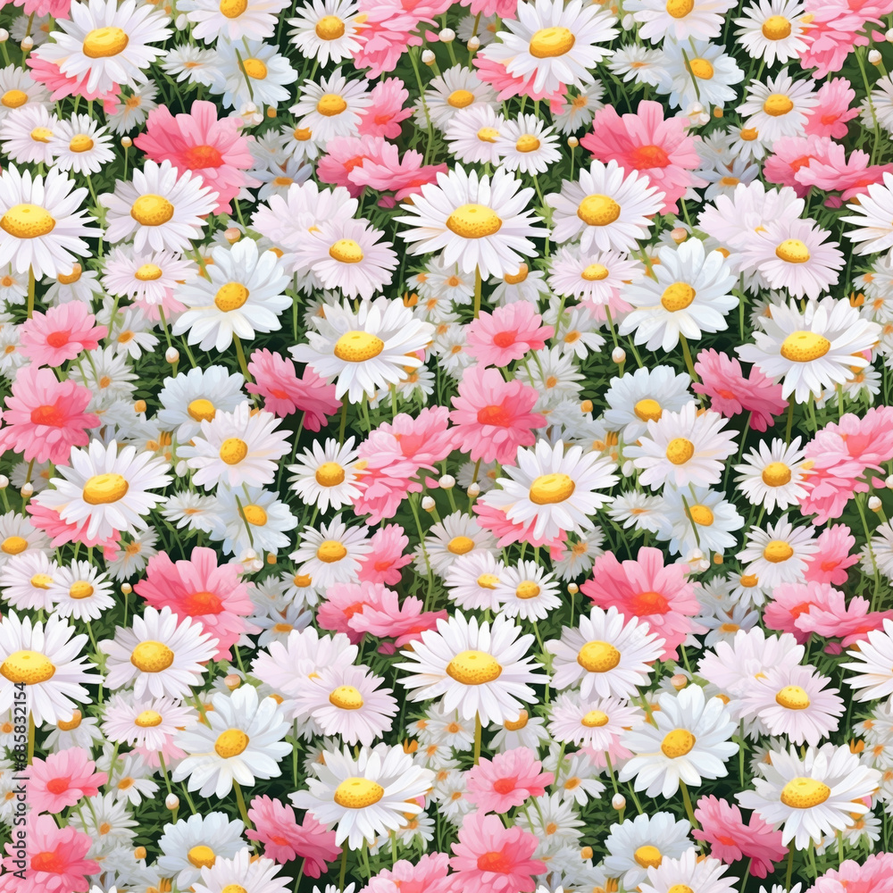 Seamless floral pattern with daisys. Seamless floral pattern with daisys.
