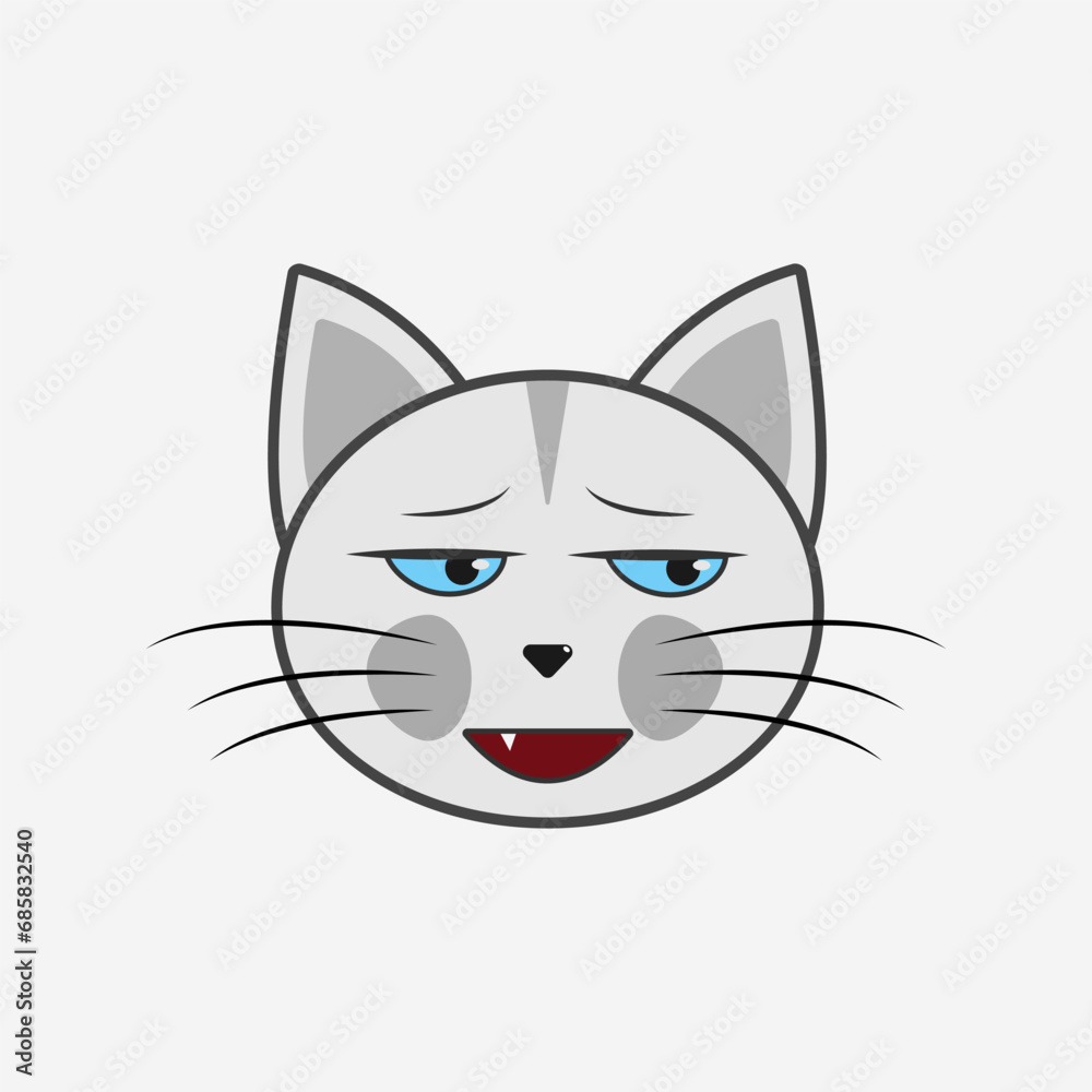 Vector illustration of a cat with emotions, in a flat style Vector illustration of a cat with emotions, in a flat style