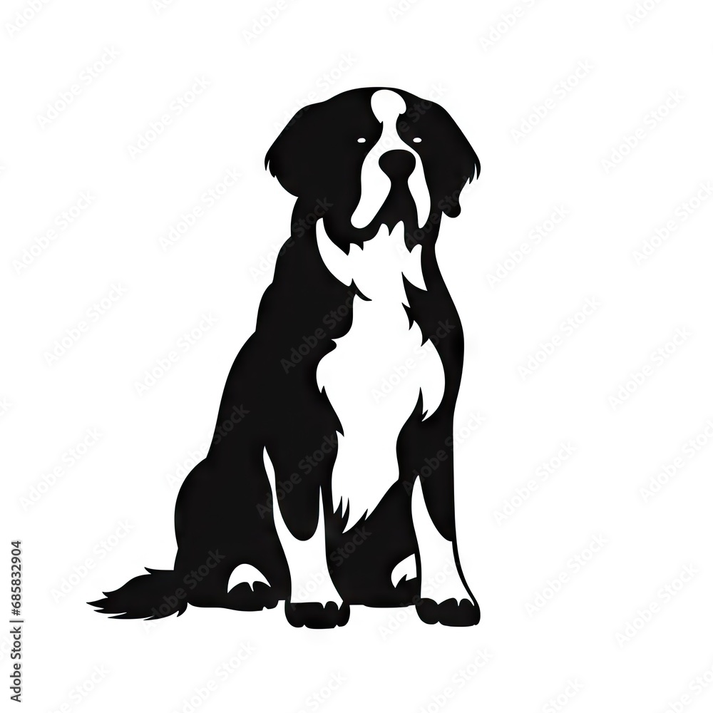 Saint Bernard Icon, Dog Black Silhouette, Puppy Pictogram, Pet Outline, Saint Bernard Symbol Isolated