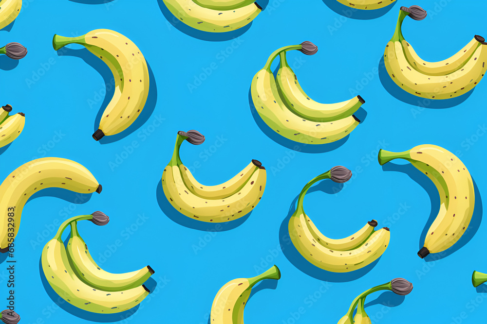 Seamless banana pattern in sketch style. Generated AI