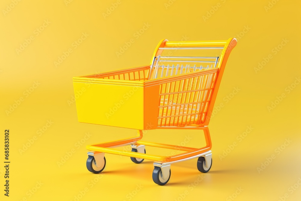 Shopping Basket, Shopping Cart, Shop Cart, Empty Trolley, Supermarket Cart with Copy Space