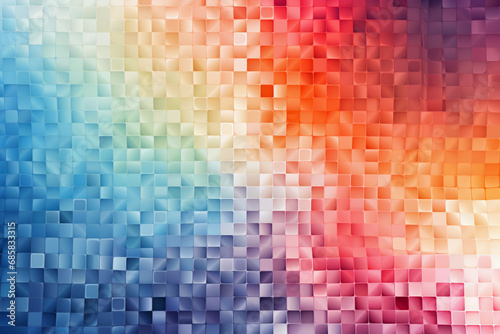 Bright mosaic of blue and red squares creating a gradient effect