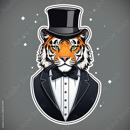 T-shirt design, vector, sticker, Tiger Stick, Design, nice, Generative AI