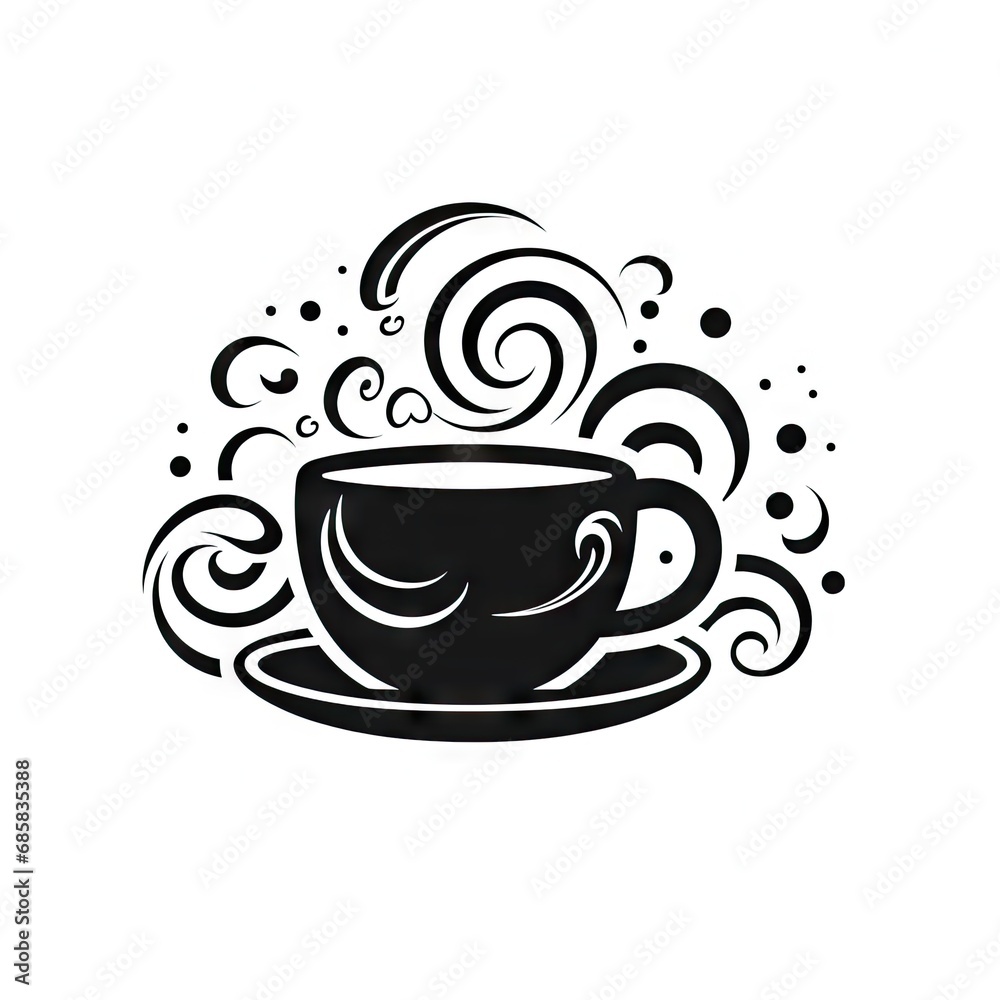 Obraz premium Coffee Cup Icon, Minimal Cafe Mug, Drink Sign, Beverage Symbol, Black Hot Coffee Cup Silhouette
