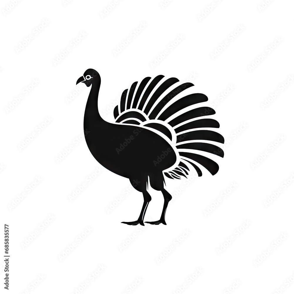 Turkey Head Icon, Poultry Silhouette, Poultry Farm Logo, Turkey Symbol on White Background