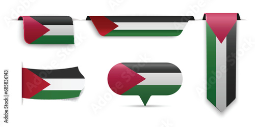 Modern Set of Palestine Flags with Different Shapes