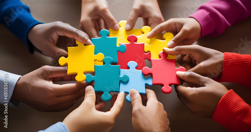 hand puzzles, Business teamwork, Solving Jigsaw Puzzle, Business solutions, Medical Team, harmony among group, Team building, assembling jigsaw puzzle photo