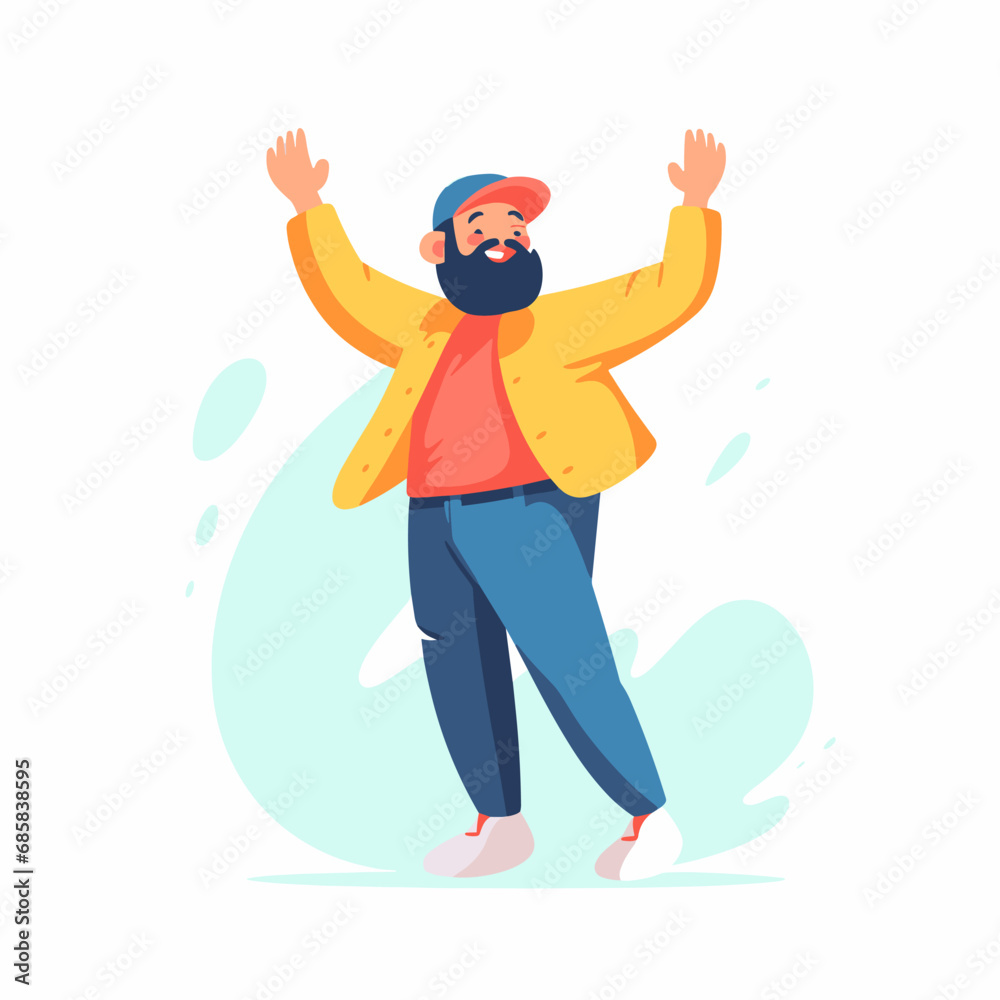 Ecstatic Human Celebrating Success, Modern Flat Design Illustration Ecstatic Human Celebrating Success, Modern Flat Design Illustration