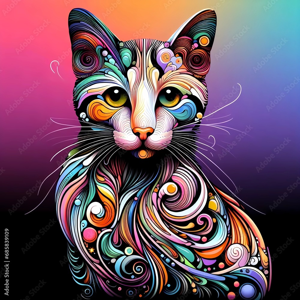 Colorful luminous cats