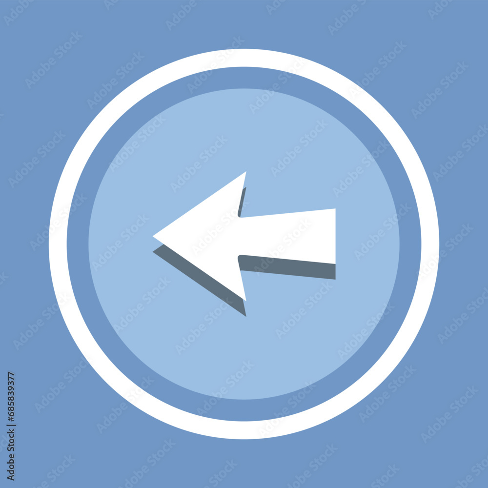 Left arrow icon vector. Previous arrow icon vector in trendy flat style. Go back icon image, Go back icon illustration isolated on blue background Left arrow icon vector. Previous arrow icon vector in trendy flat style. Go back icon image, Go back icon illustration isolated on blue background