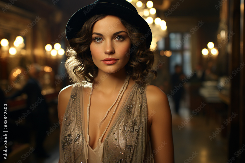 Portrait of stylish woman dressed in 1920s clothes