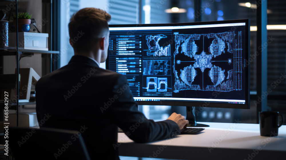 Fototapeta premium Cyber security and information or network protection. Future technology web services for business, Data protection technology. Online internet access cyber attack and business data privacy