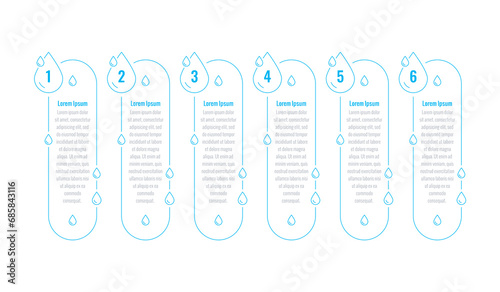 water drops infographic template. six steps infographic template. internet, education, annual report, business, magazine infographic template