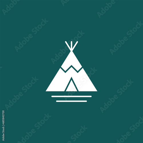 native indian camp badge logo vector icon template design