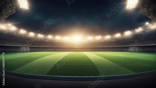 Night football arena in lights generated by AI