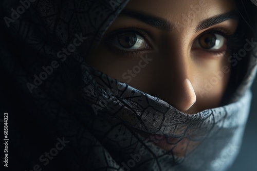 A detailed shot of a person wearing a scarf. This versatile image can be used to showcase winter fashion or to emphasize the importance of staying warm during colder seasons photo