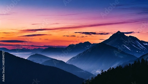 awesome sunset and mountain minimalist background splendid nature landscape during sunset stunning mountain scenery with picturesque sky unsurpassed sunrise wallpaper generative ai illustration photo