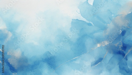 soft pretty light blue background with watercolor blotches or fringe stains in marbled paint design on watercolor paper texture photo