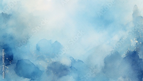 soft pretty light blue background with watercolor blotches or fringe stains in marbled paint design on watercolor paper texture photo