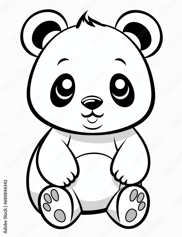 Fototapeta premium Cute Panda Coloring page, cute animals 