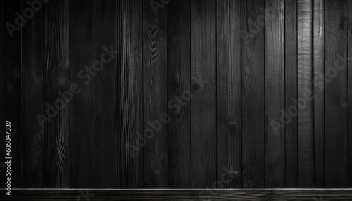 black wood background frontal photographic of a black wooden board wall background accentuating the striking texture of planks in perfect light