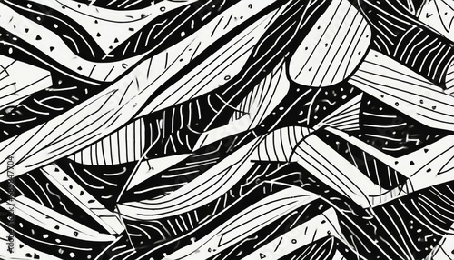 black and white line doodle seamless pattern creative minimalist style art background trendy design with basic shapes modern abstract monochrome backdrop