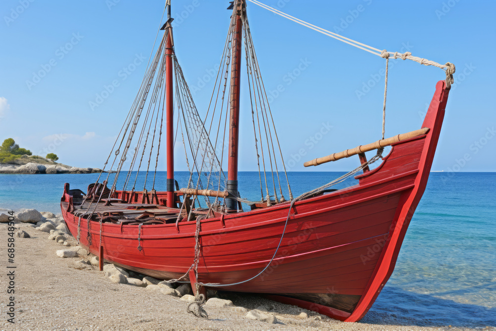 The longship abandoned by the Vikings off the coast