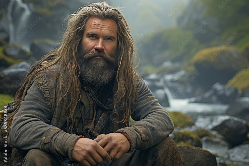 Sea Berserker. Powerful and fierce portrait of a seasoned viking warrior conquering the waves Sea Berserker. Powerful and fierce portrait of a seasoned viking warrior conquering the waves