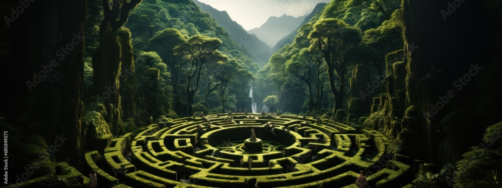 green maze in forest