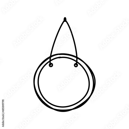 Hand drawn open and closed door sign frame. Doodle sketch style border.