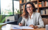 Female lawyer making contract deal with client at work