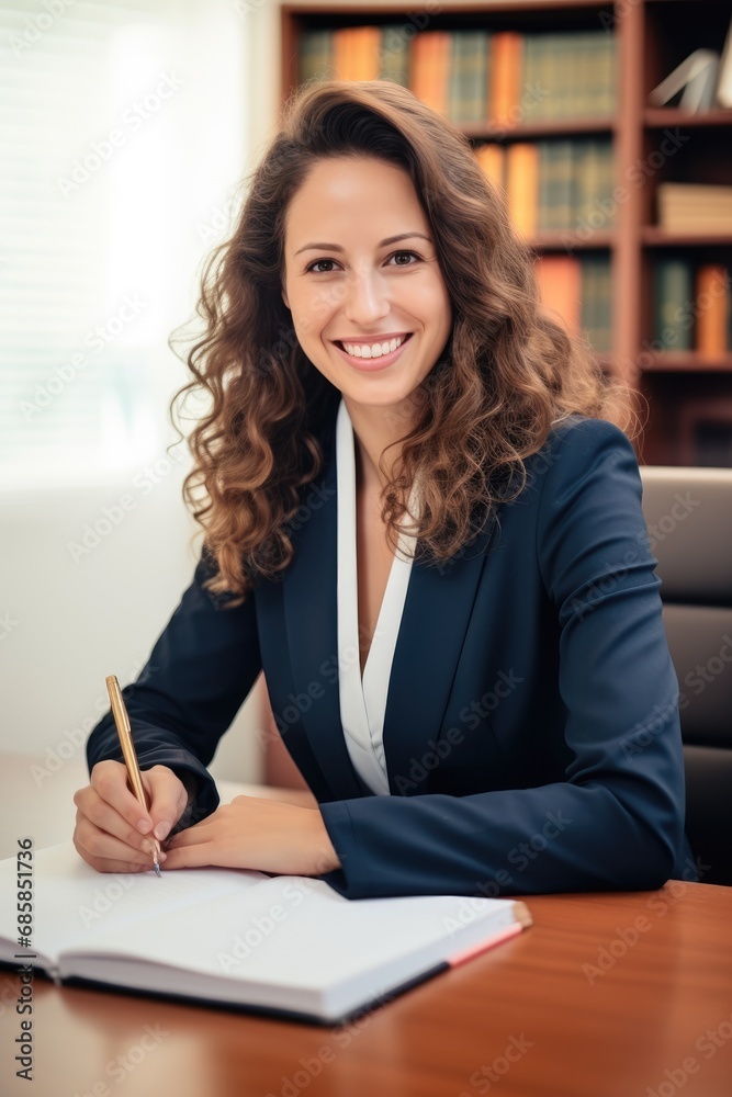 Female lawyer making contract deal with client at work Female lawyer making contract deal with client at work