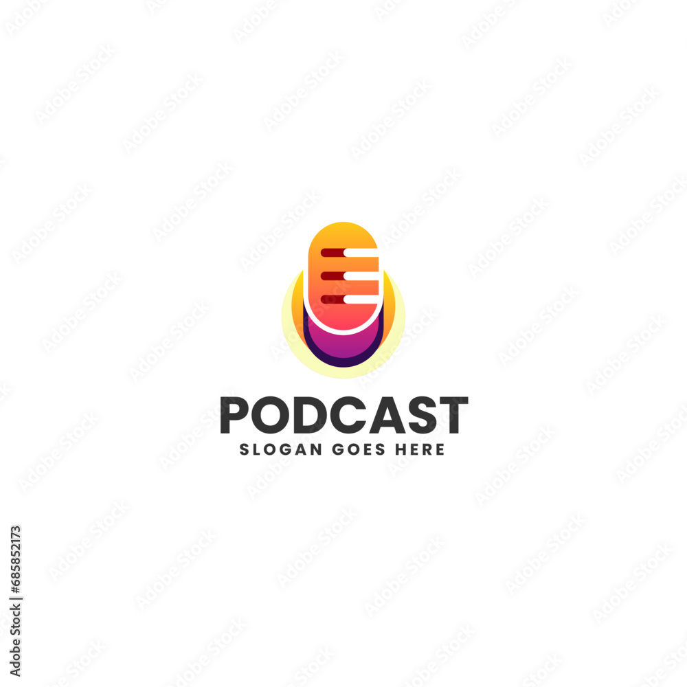 Vector Logo Illustration Podcast Gradient Colorful Style