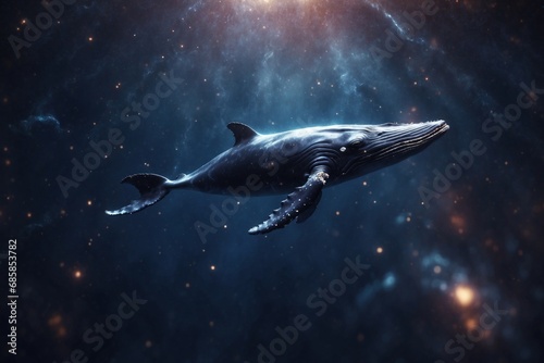 a whale floats through space. ai generative © Igor