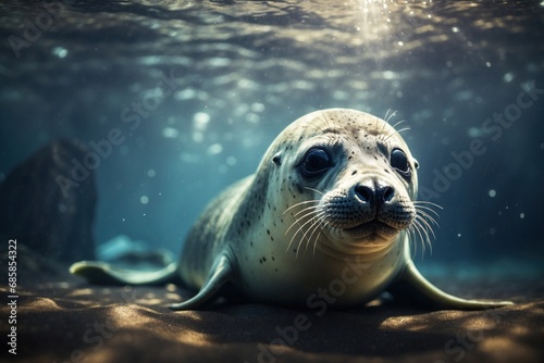 Cute Baby Seal Underwater swimming. ai generative © Igor