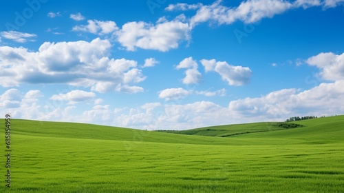 Nature's Canvas Capturing Green Fields and Blue Skies