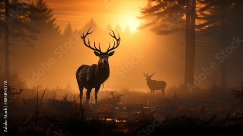 red deer stag silhouette