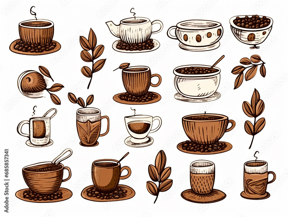 elementos de café em tons marrons elementos de café em tons marrons