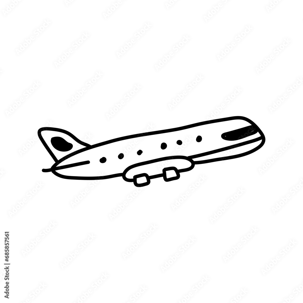 Fototapeta premium hand drawn airplane . line drawing. vector illustration.