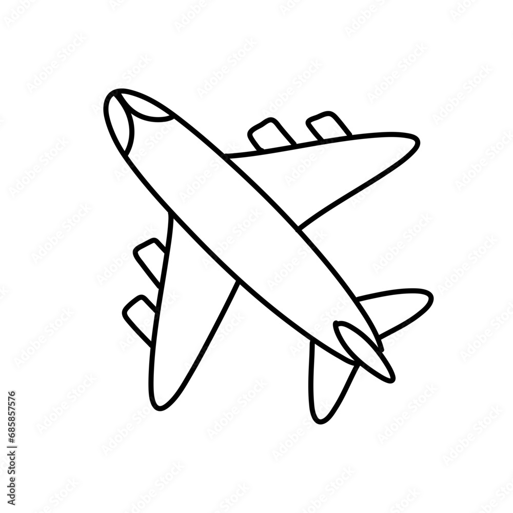 hand drawn airplane . line drawing. vector illustration. hand drawn airplane . line drawing. vector illustration.
