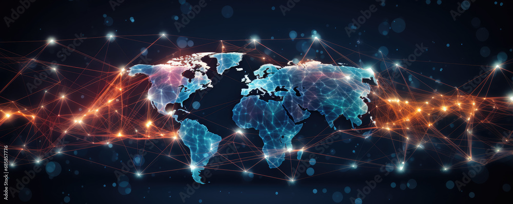 Globe connection vizulazation lines and dots on dark background. Globe connection vizulazation lines and dots on dark background.