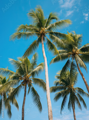 Wallpaper Mural view of palm trees in the sky, blue sky. warm vibrant colors. Torontodigital.ca