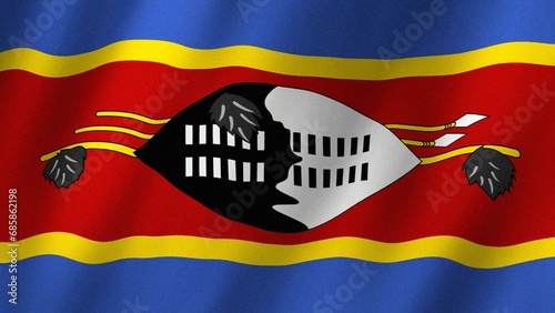 Eswatini flag waving in the wind. Flag of Eswatini images photo